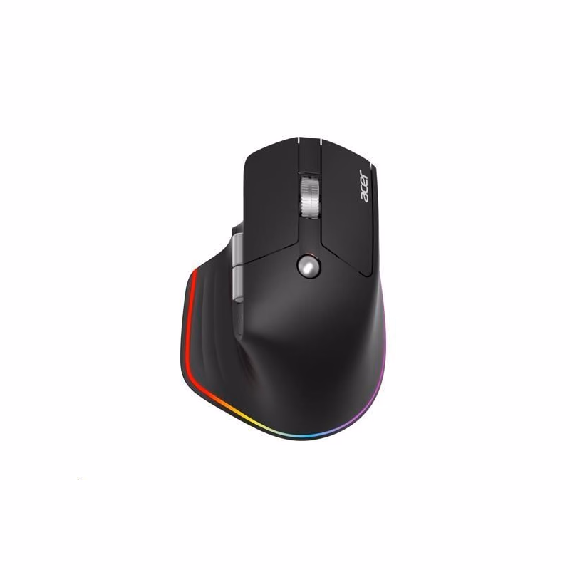 ACER bezdrôtová myš Easy Fit Mouse, ergonomická, 4000dpi, 6 tlačidiel, RGB, 10m dosah, USB-C, BT, Black