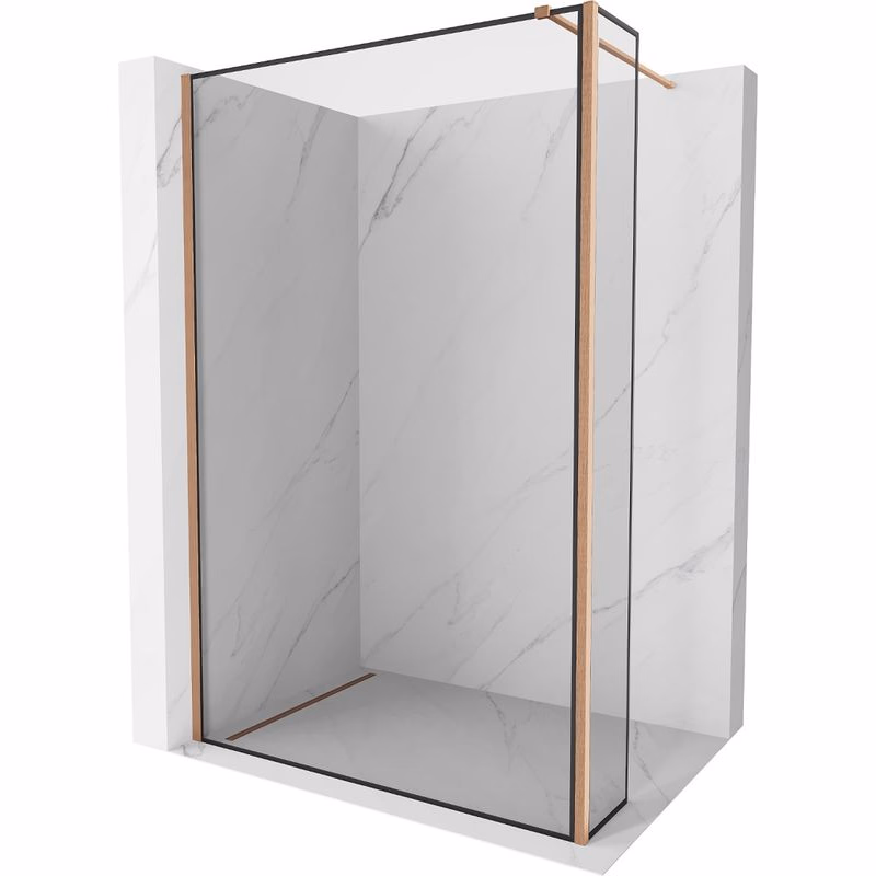 MEXEN/S - Kioto Sprchová zástena WALK-IN 110 x 30, čierny vzor, meď kartáčovaná 800-110-212-65-70-030