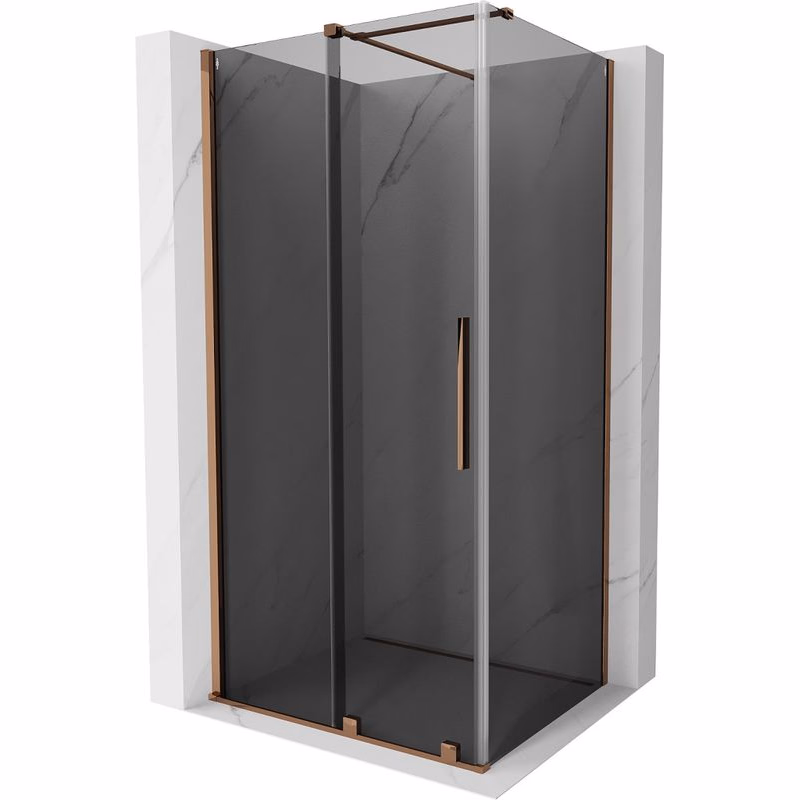 MEXEN/S - Velár sprchovací kút, posuvné dvere 110 x 70, grafit, ružové zlato 871-110-070-41-60