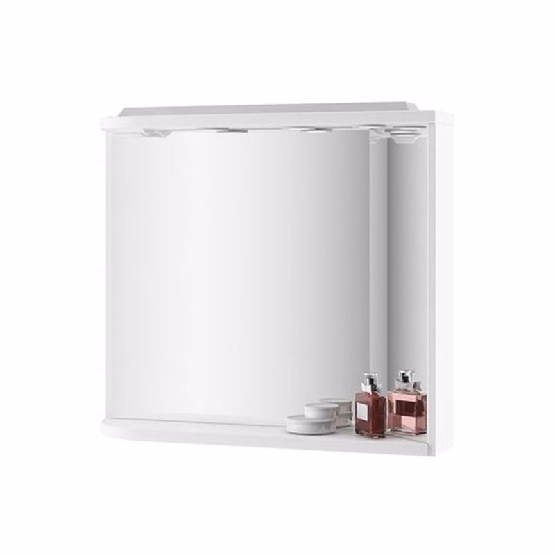 RAVAK - Praktik Zrkadlo s poličkou, integrovanými svetlami a zásuvkou M 780, 780 x 160 x 680 mm, zrkadlo pravé, biela/biela X000000332