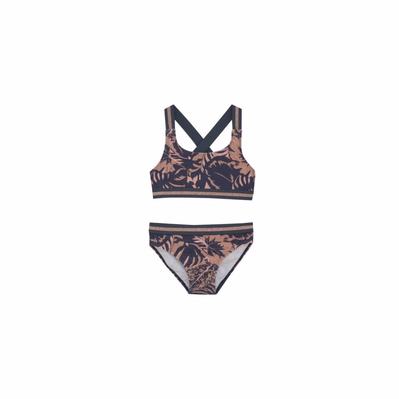Dievčenské plavky COLOR KIDS Bikini W. Contrast Straps, AOP-5077-Coral Blush