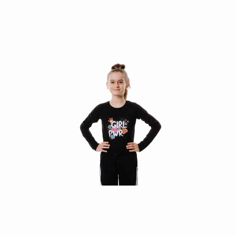 Dievčenské tričko s dlhým rukávom AUTHORITY KIDS T-POWER black
