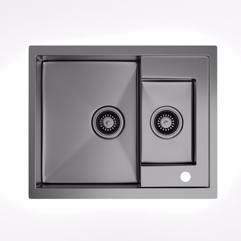 Klarstein TitanSteel kuchynský drez, 61 x 50 cm, 2 umývadlá, nehrdzavejúca oceľ, žiaruvzdorný