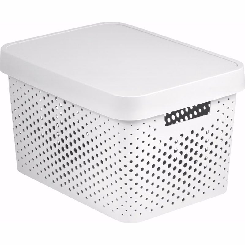 CURVER Úložný box INFINITY DOTS 17l s vekom | biela