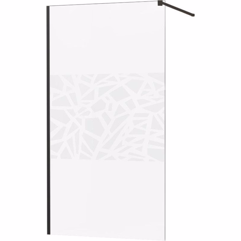 MEXEN/S - KIOTO Sprchová zástena WALK-IN 70x200 cm 8 mm, čierna, biely vzor 800-070-101-70-85