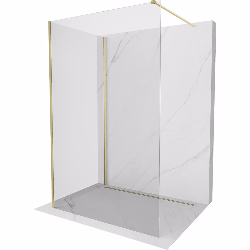 MEXEN/S - Kyoto Sprchová zástena WALK-IN 110 x 110, transparent, zlatá kartáčovaná 800-110-212-55-00-110