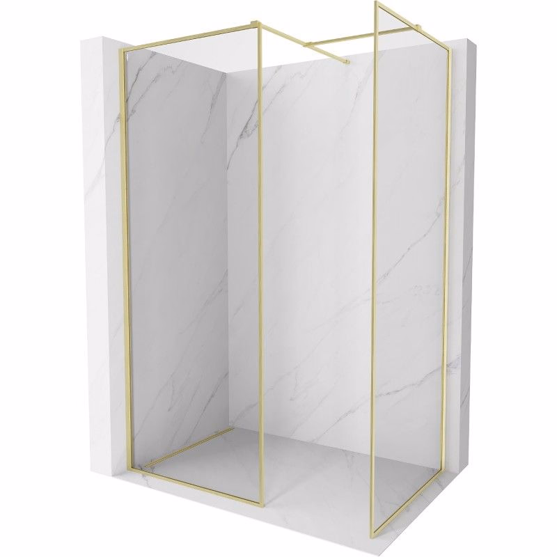 MEXEN/S - Kyoto-F Sprchová zástena WALK-IN s rámom 110 x 85, transparent 8 mm, zlato kefovaná 800-110-202-04-55-085