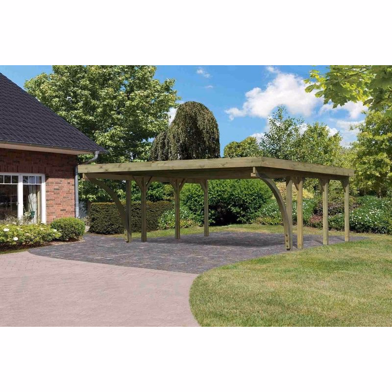 Drevený prístrešok / carport CLASSIC 2C s plechmi Lanitplast