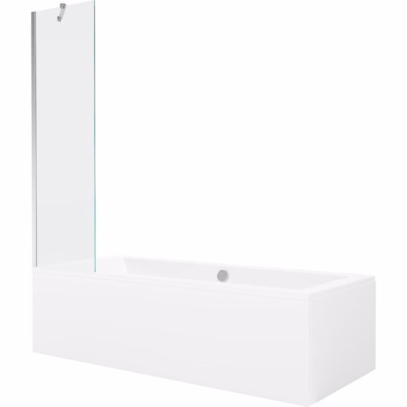 MEXEN/S - Cube obdĺžniková vaňa 170 x 80 cm s panelom + vaňová zástena 50, transparent, chróm 550517080X9505000001