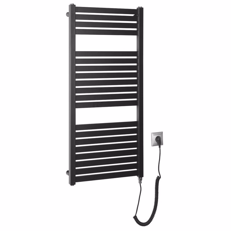 AQUALINE - TONDI-E elektrické vykurovacie teleso, rovné, 450x970 300 W, čierny mat DE456T