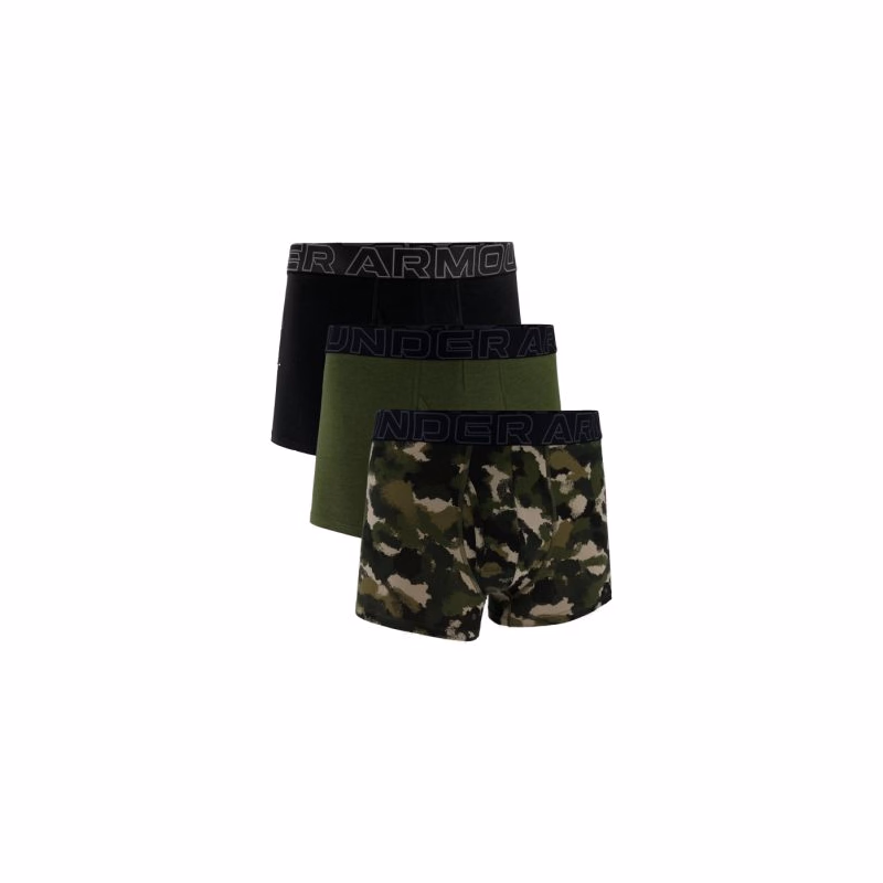 Pánske boxerky UNDER ARMOUR 3 PACK-UA PERFORMANCE COTTON NOVELTY 3in-GRN