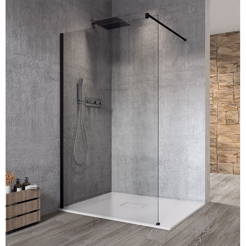 GELCO - VARIO BLACK jednodielna sprchová zástena na inštaláciu k stene, číre sklo, 1000 GX1210GX1014