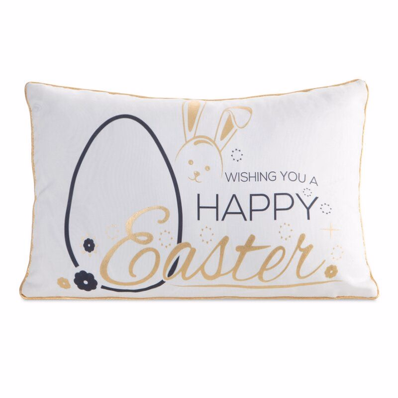 ArtFir Veľkonočná obliečka na vankúš EASTER 48 | biela/zlatá 30 x 50 cm
