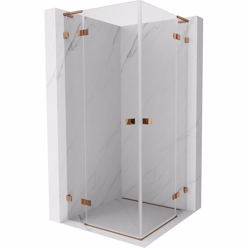 MEXEN/S - Lunar L Duo sprchovací kút dvere krídlové 115 x 115, transparent, ružové zlato 834L-115L-115P-60-00