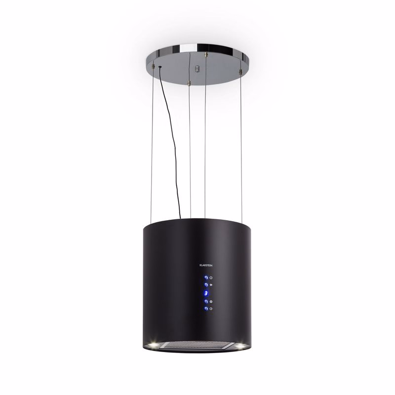 Klarstein Barett, digestor, 35 cm, ostrovčekový, 522 m³/h, LED, filter s aktívnym uhlím, čierny