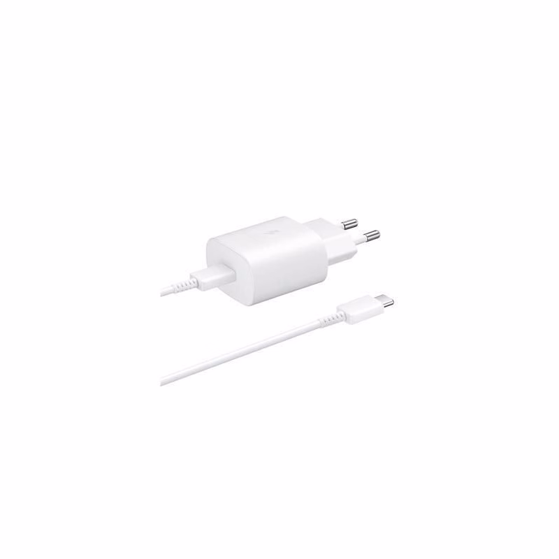 Samsung sieťová nabíjačka EP-TA800EWE + kábel EP-DA705BWE USB-C, 25W, biela, (bulk)