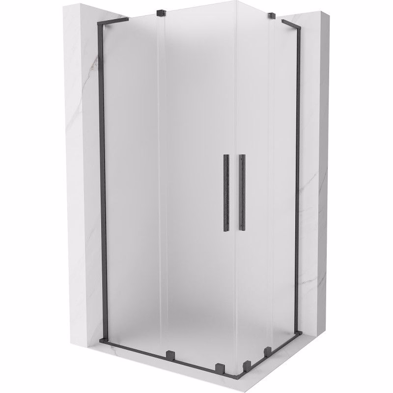 MEXEN/S - Velar L Duo sprchovací kút, posuvné dvere 90 x 80, dekor, gun gray kartáčovaná 871-090-080-02-33-66