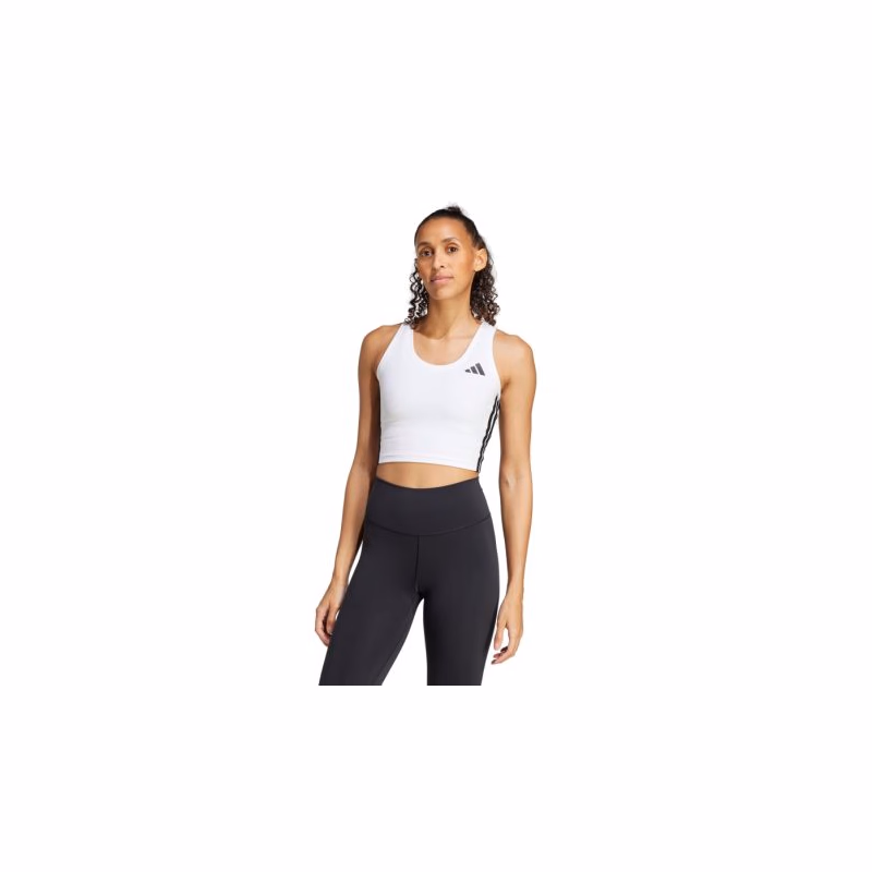 Dámske tréningové tielko ADIDAS WE 3S CROP TANK WHITE BLACK
