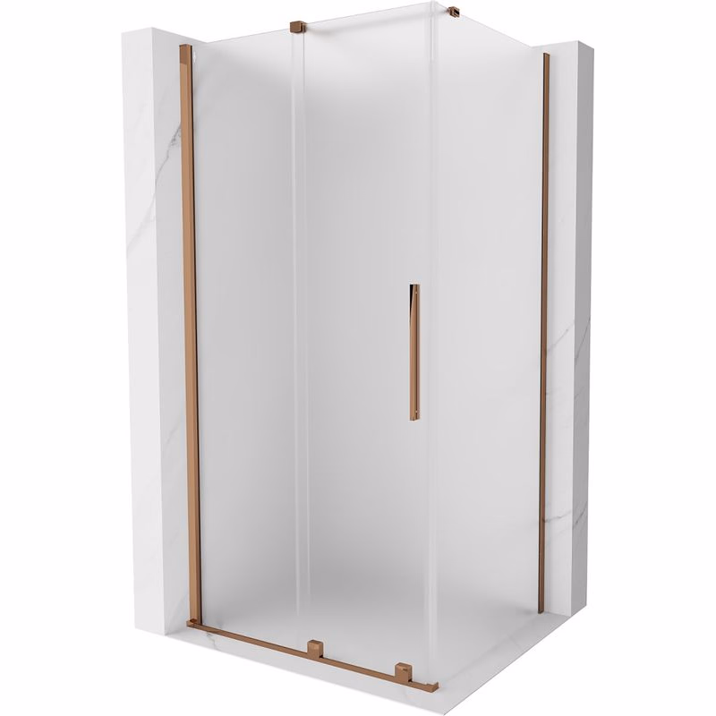 MEXEN/S - Velár sprchovací kút, posuvné dvere 100 x 120, dekor, ružové zlato 871-100-120-31-60
