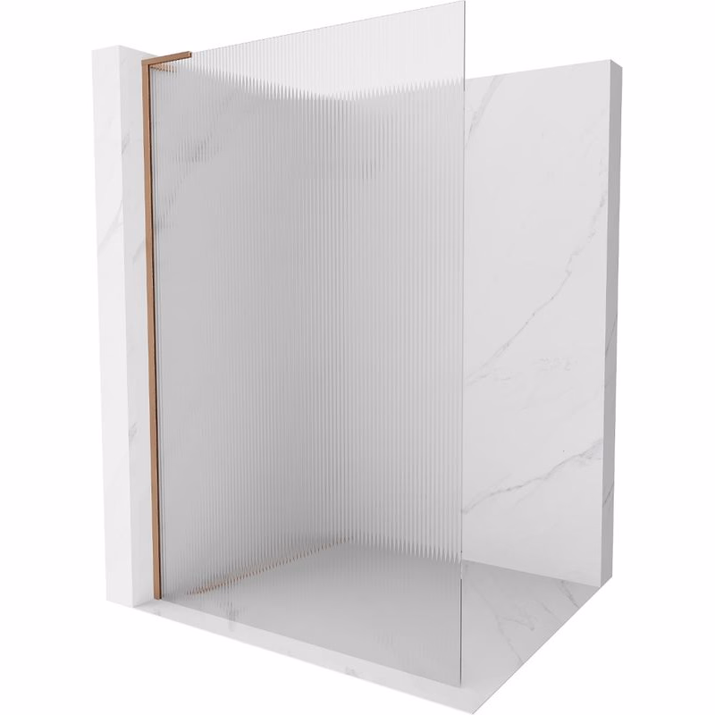 MEXEN/S - Kioto L Sprchová zástena WALK-IN 80 x 200, prúžky, meď kartáčovaná 800-080-103-65-09