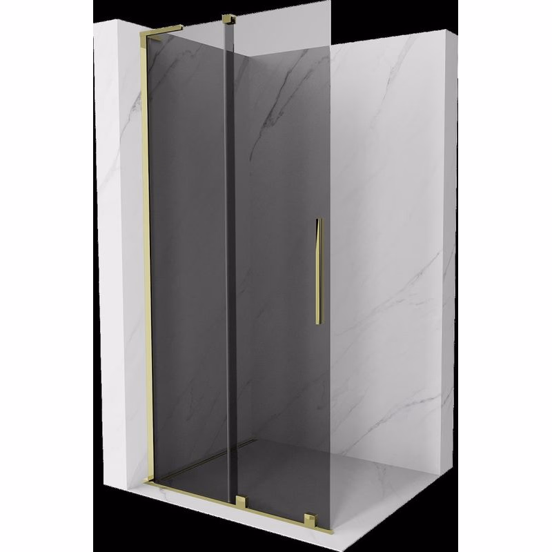 MEXEN/S - Velar L Sprchová zástena posuvná Walk-in 110 x 200, grafit 8 mm, zlato 871-110-003-43-50