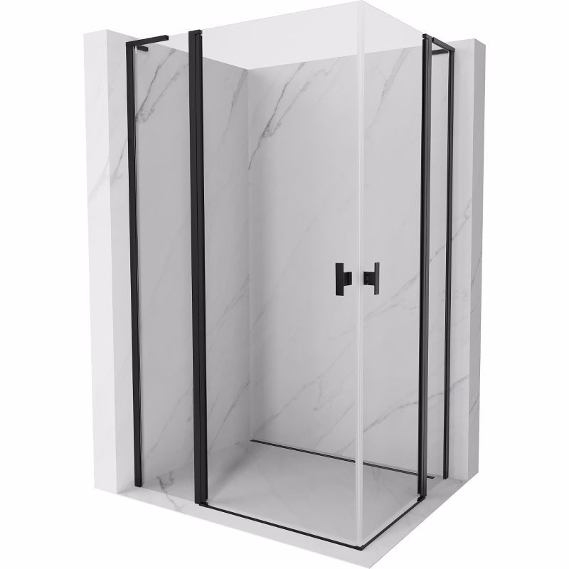 MEXEN/S - Mist L Duo sprchovací kút dvere krídlové 105 x 100, transparent, čierna 8A4L-105-100-70-00