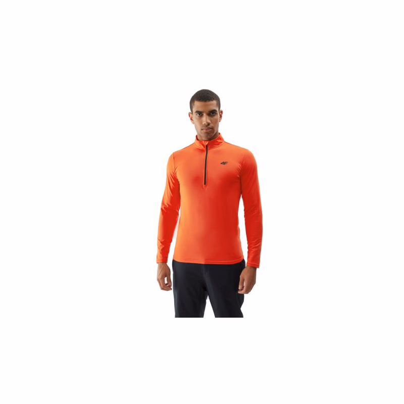 Pánska zateplená lyžiarska mikina s 1 2 zipsom 4F BRUSHED UNDERWEAR-AW23UBRUM035-62S-RED