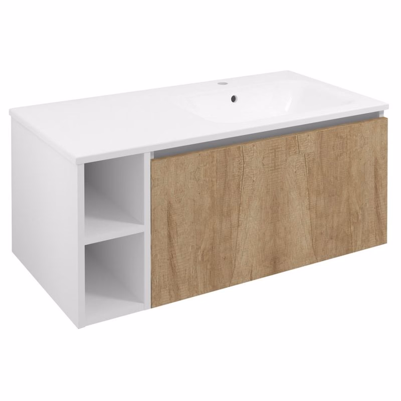 SAPHO - LOREA skrinka 100x46x51,5cm (20+80cm), pravá, dub Alabama/biela matná LE080-2231-R-02