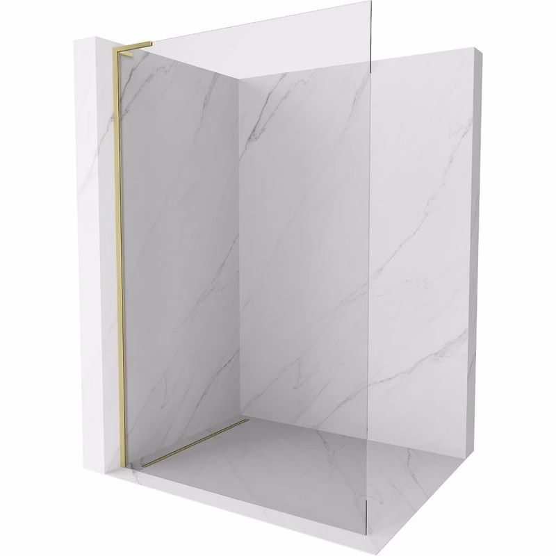 MEXEN/S - Kioto L Sprchová zástena WALK-IN 75 x 200, transparent, zlatá kartáčovaná 800-075-103-55-00