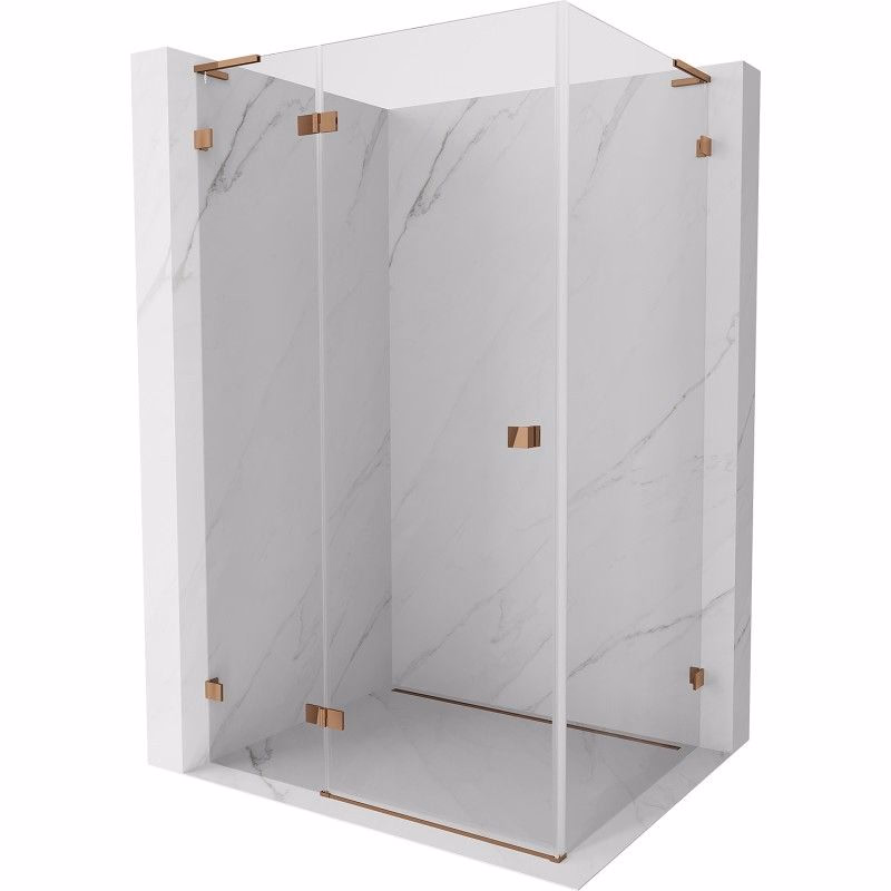 MEXEN/S - Lunar L sprchový kút dvere krídlové ľavá 95 x 80, transparent, ružové zlato 834L-095-080-60-00-L
