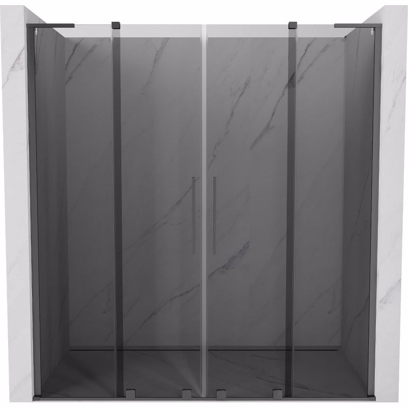 MEXEN/S - Velar L Duo posuvné sprchové dvere 170, grafit, grafit metal 871-170-003-42-95