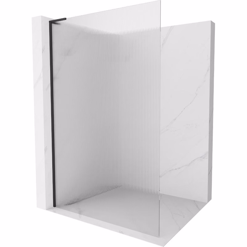 MEXEN/S - Kioto L Sprchová zástena WALK-IN 80 x 200, prúžky, čierna 800-080-103-70-09