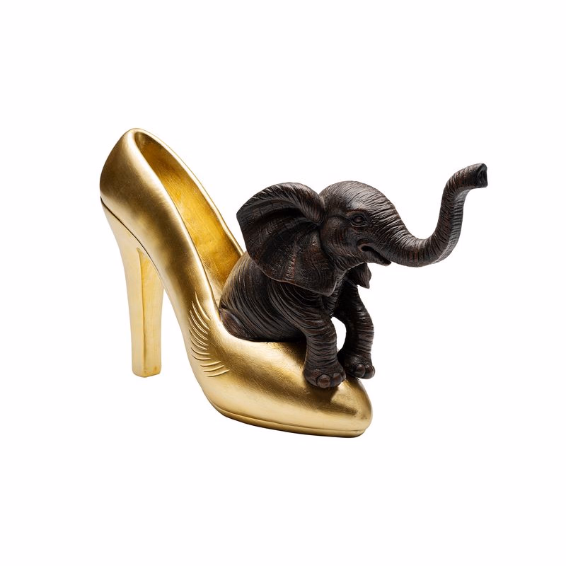 Elephant Shoe Fetish dekoračná soška hnedo-zlatá 34 cm