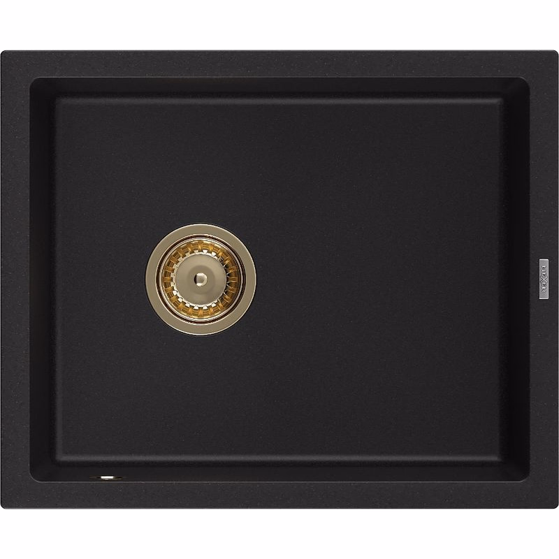 MEXEN/S MEXEN/S - Pedro granitový drez 1-miska 560 x 460 mm, čierna, sifón zlatá 6508561000-77-G