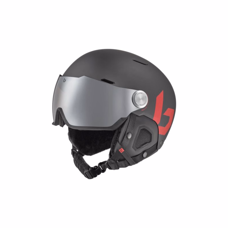 Lyžiarska prilba so štítom BOLLE Might Visor-Titanium Red Matte - Brown Gun Cat 2