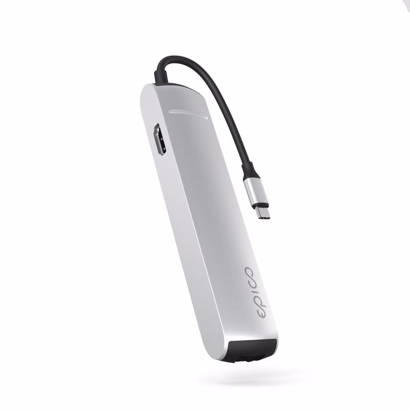 Epico 6v1 Slim Hub 8K s USB-C konektorom - strieborná