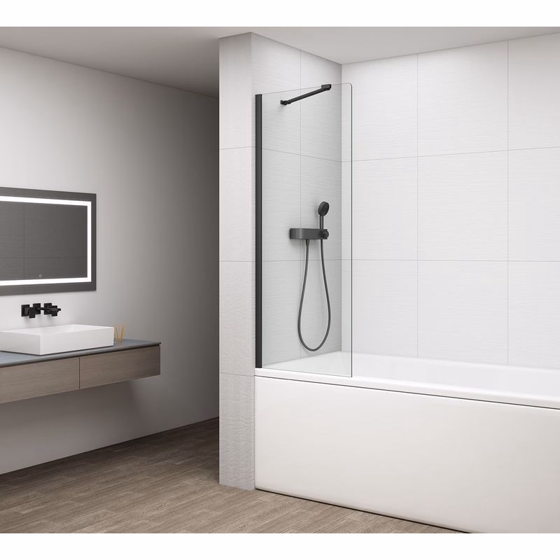 POLYSAN - FISA vaňová zástena 700x1500, čierna matná, číre sklo FS1072-B