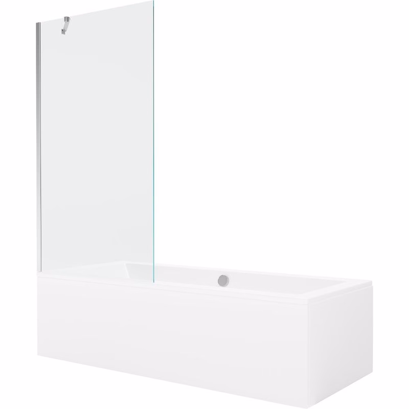 MEXEN/S - Cube obdĺžniková vaňa 170 x 80 cm s panelom + vaňová zástena 90, transparent, chróm 550517080X9509000001