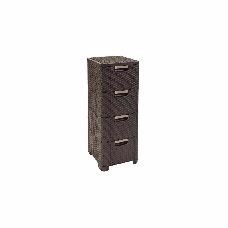CURVER Zásuvkový regál RATTAN 4x14L | hnedá