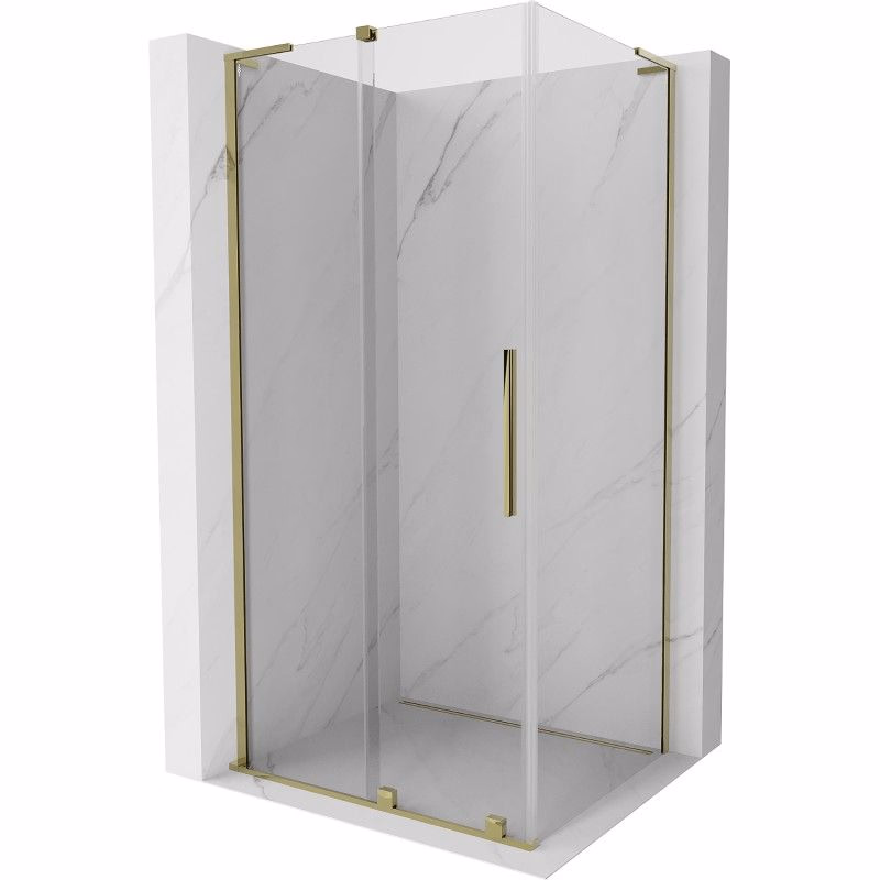 MEXEN/S - Velar L sprchovací kút, posuvné dvere 110 x 100, transparent, zlato 871-110-100-03-50