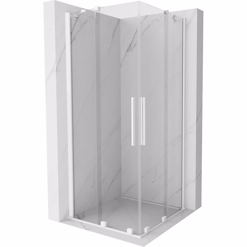 MEXEN/S - Velar Duo štvorcový sprchovací kút 90 x 90, transparent, biela 871-090-090-02-20