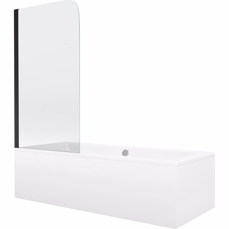MEXEN/S - Cube obdĺžniková vaňa 170 x 80 cm s panelom + vaňová zástena 70, transparent, čierna 550517080X9007017000