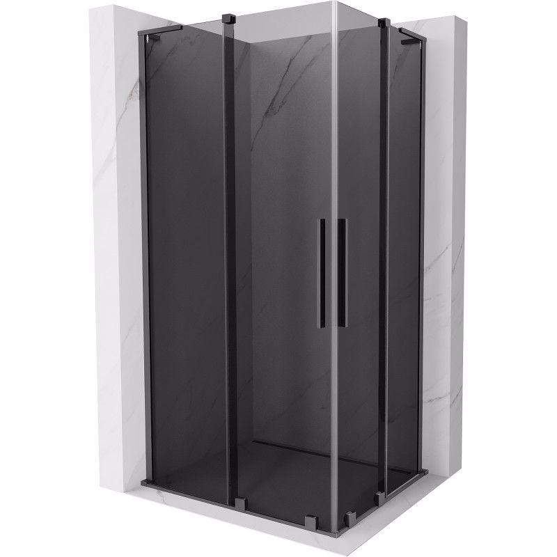 MEXEN/S - Velar L Duo sprchovací kút, posuvné dvere 100 x 90, grafit, grafit metal 871-100-090-02-43-95