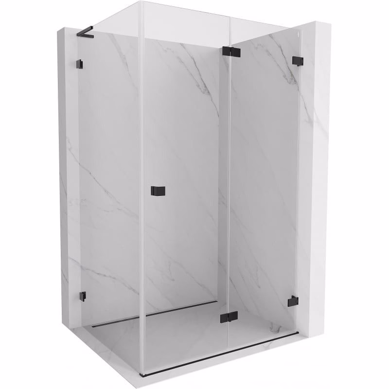 MEXEN/S - Lunar-F L sprchovací kút skladacie dvere pravá 100 x 80, transparent, čierna 836L-100-080-70-00-P