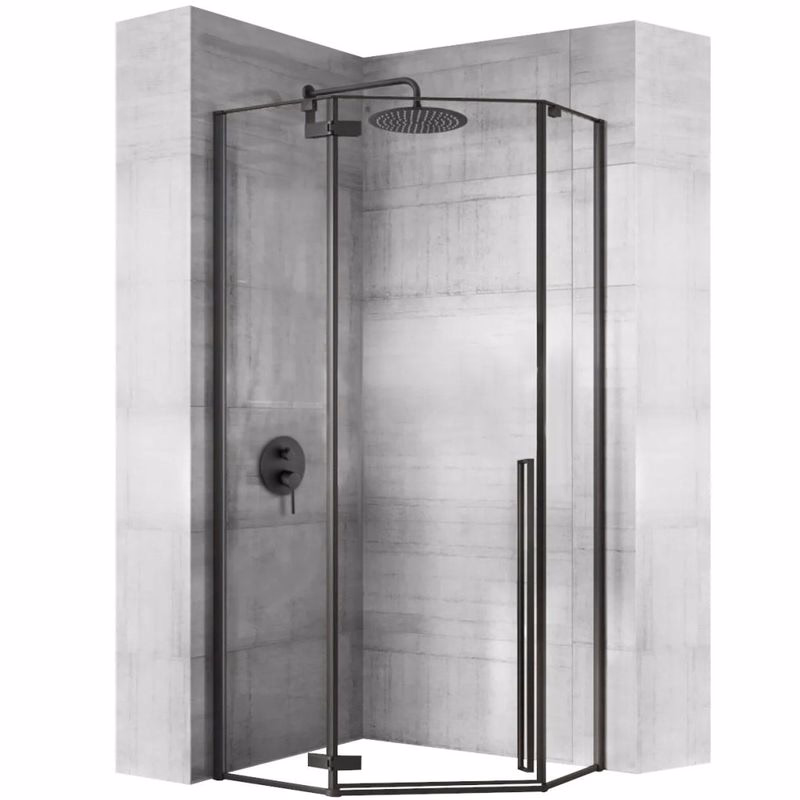 REA/S - Sprchovací kút DIAMOND 90x90 - matná čierna + sprchova vanička Diamond, biela KPL-05622