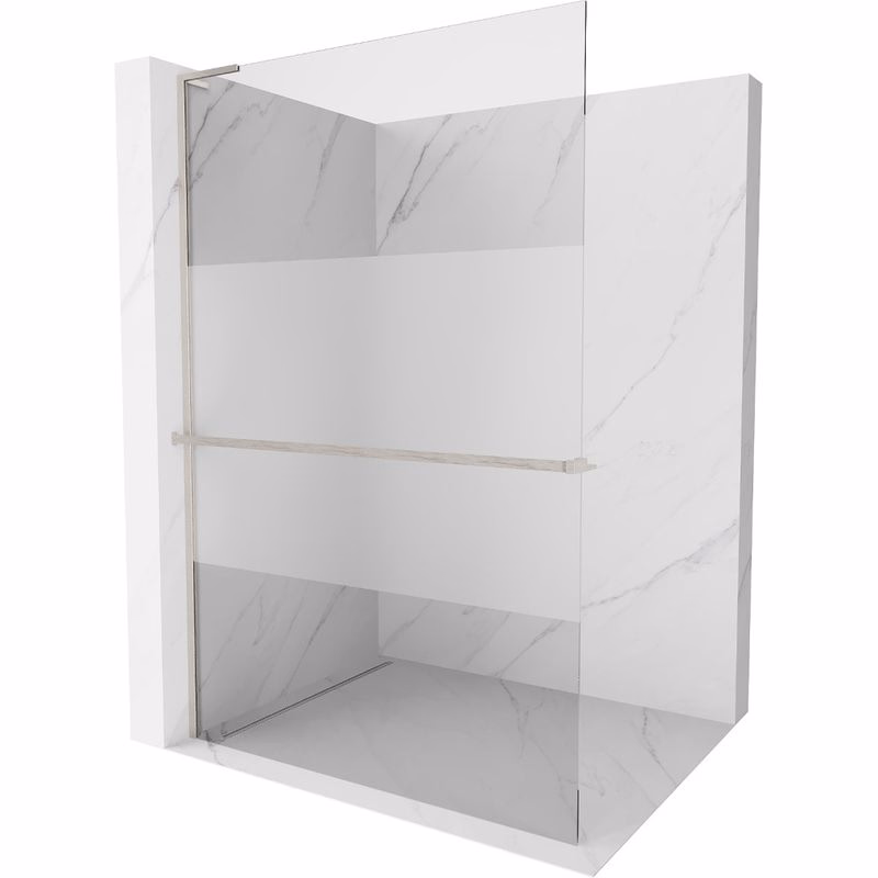 MEXEN/S - Kioto+ L Sprchová zástena WALK-IN s poličkou a držiakom uterákov 90 x 200, transparent/dekor, nikel kartáčovaná 800-090-123-97-35