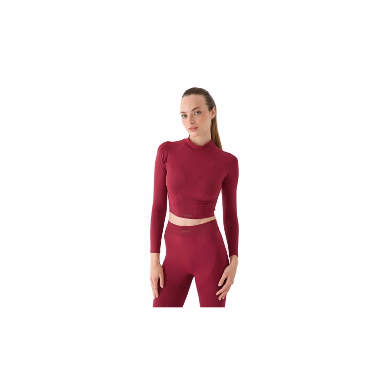 Dámske tréningové tričko s dlhým rukávom 4F LONGSLEEVE FNK F483-RAW24TFLOF483-60S-BURGUNDY