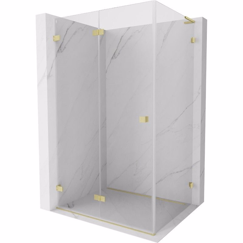 MEXEN/S - Lunar-F L sprchový kút skladacie dvere ľavá 100 x 80, transparent, zlato kartáčovaná 836L-100-080-55-00-L