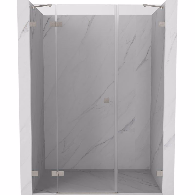 MEXEN/S - Lunar sprchové dvere krídlové ľavé 130, transparent, nikel kartáčovaný 834S-130-050-97-00-L