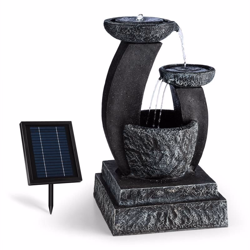 Blumfeldt Fantaghiro, záhradná fontána, solárny panel, 3 W, LED polyresín, vzhľad kameňa